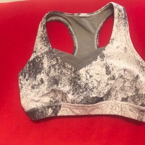 Lucy grey and white Yoga Bra